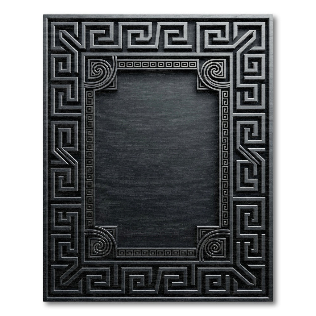 Dark Gray Greek Key Border Rug