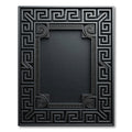 Dark Gray Greek Key Border Rug