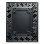 Dark Gray Greek Key Border Rug