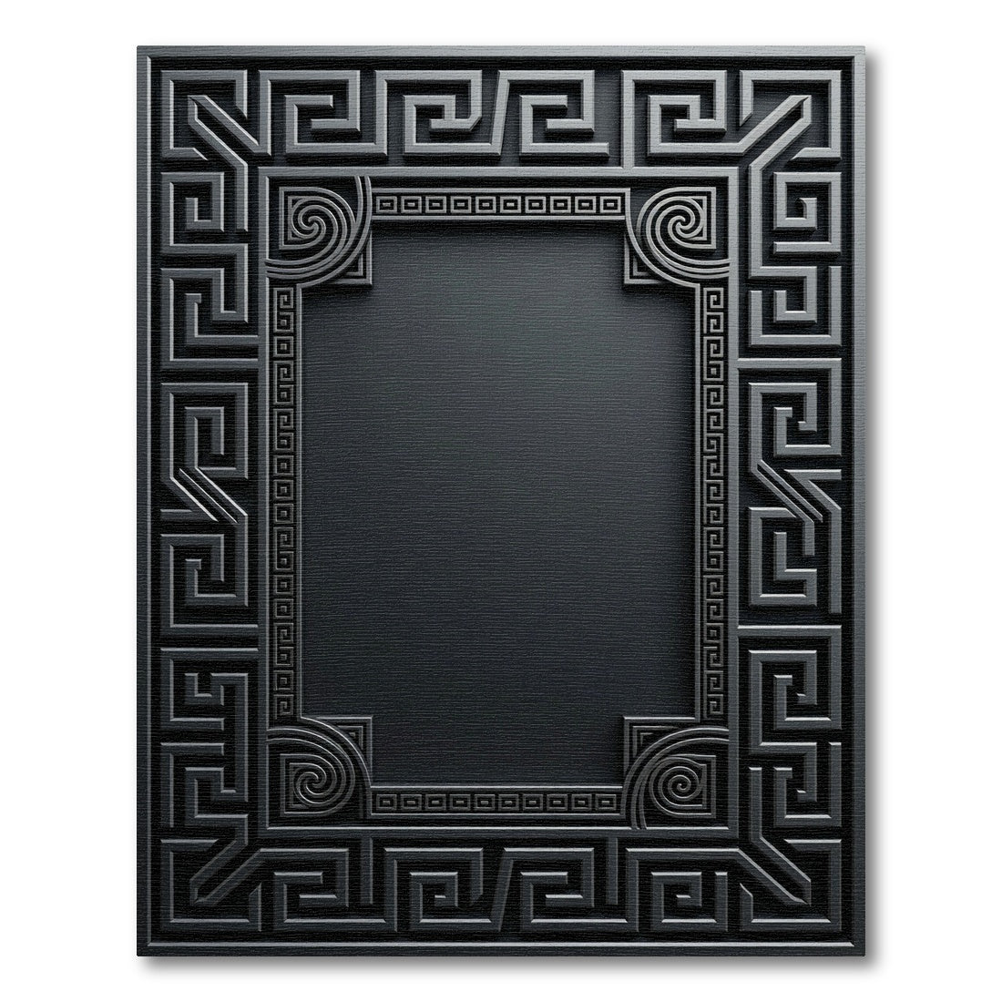 Dark Gray Greek Key Border Rug