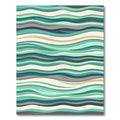 Teal Beige Gray Abstract Wave Rug