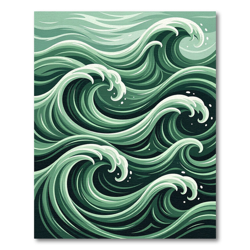 Sage Green Swirling Ocean Waves Rug