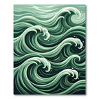Sage Green Swirling Ocean Waves Rug