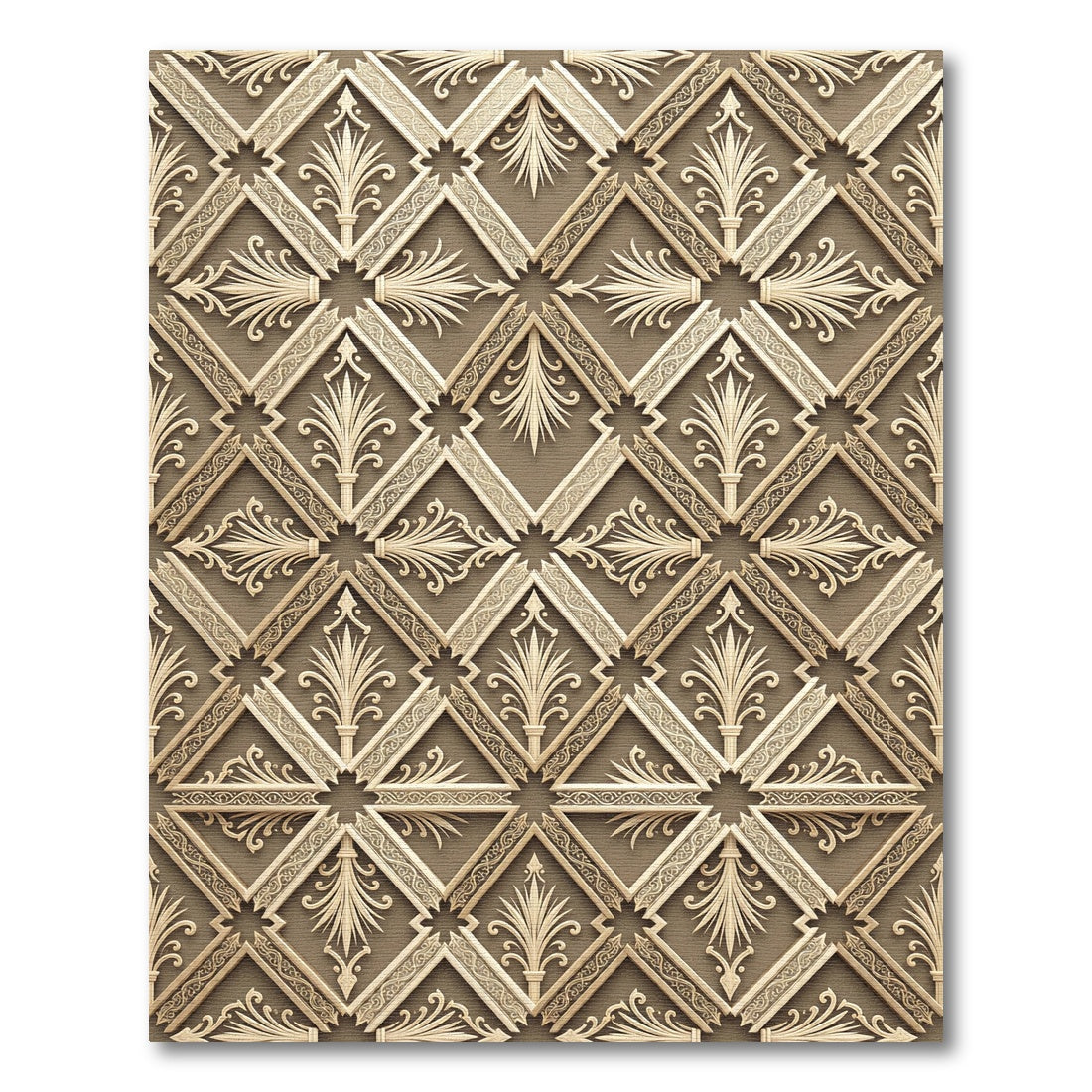 Tuscan Tan Geometric Floral Medallion Rug