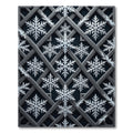 Dark Silver Geometric Snowflake Lattice Rug