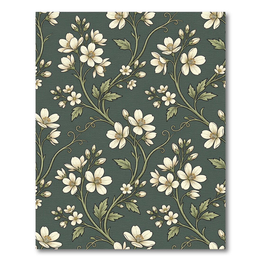 Vintage Olive Floral Botanical Meadow Rug