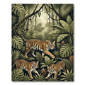 Vibrant Tiger Jungle Foliage Art Rug