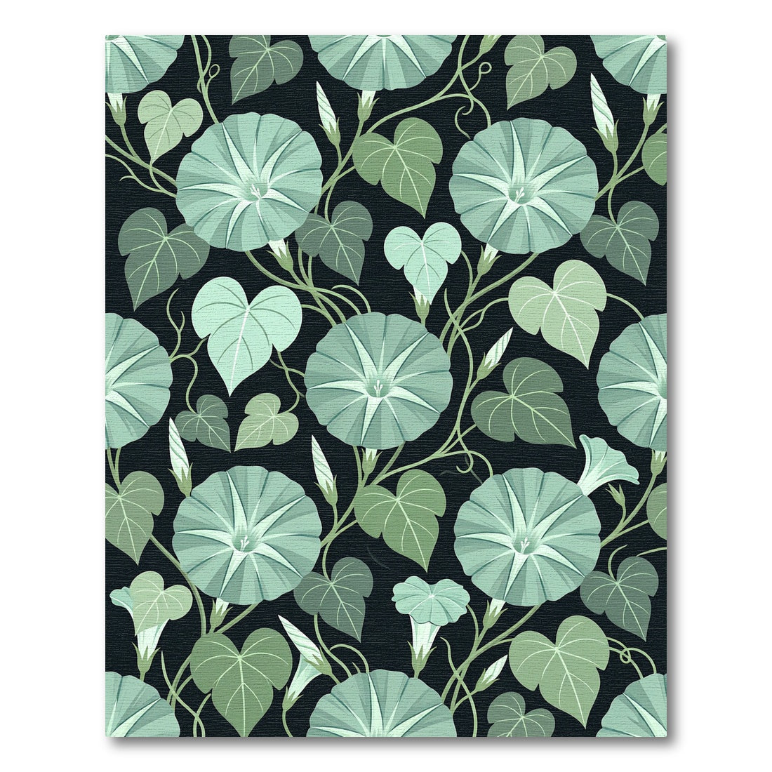 Muted Green Morning Glory Floral Vine Rug