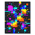 Vibrant Neon Geometric Glitch Abstract Rug