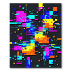 Vibrant Neon Geometric Glitch Abstract Rug