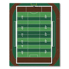 Green Football Field Grid Lines Rug