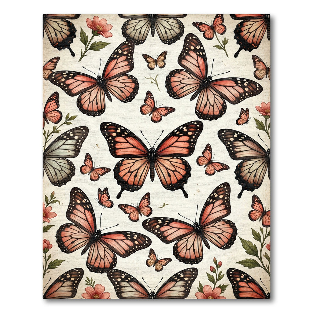 Whimsical Peach Butterfly Garden Art Rug
