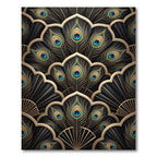 Art Deco Black Gold Peacock Feathers Rug