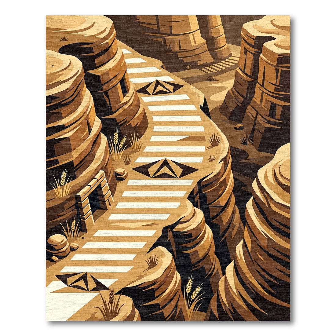 Earthy Canyon Geometric Stripe Landscape Rug