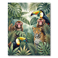 Vibrant Tropical Jungle Wildlife Scene Rug