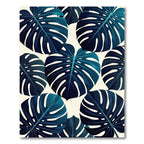 Deep Teal Monstera Leaf Pattern Rug