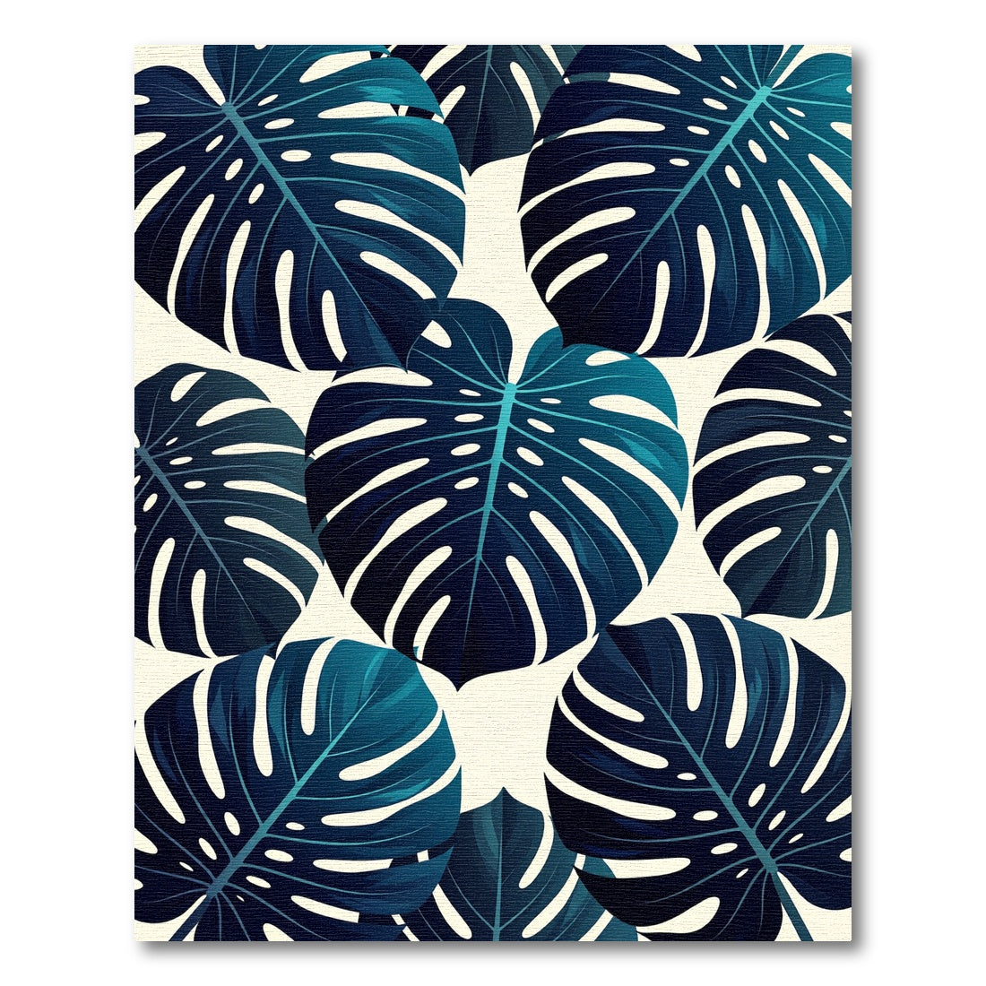 Deep Teal Monstera Leaf Pattern Rug
