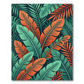 Lush Green and Orange Tropical Foliage Rug