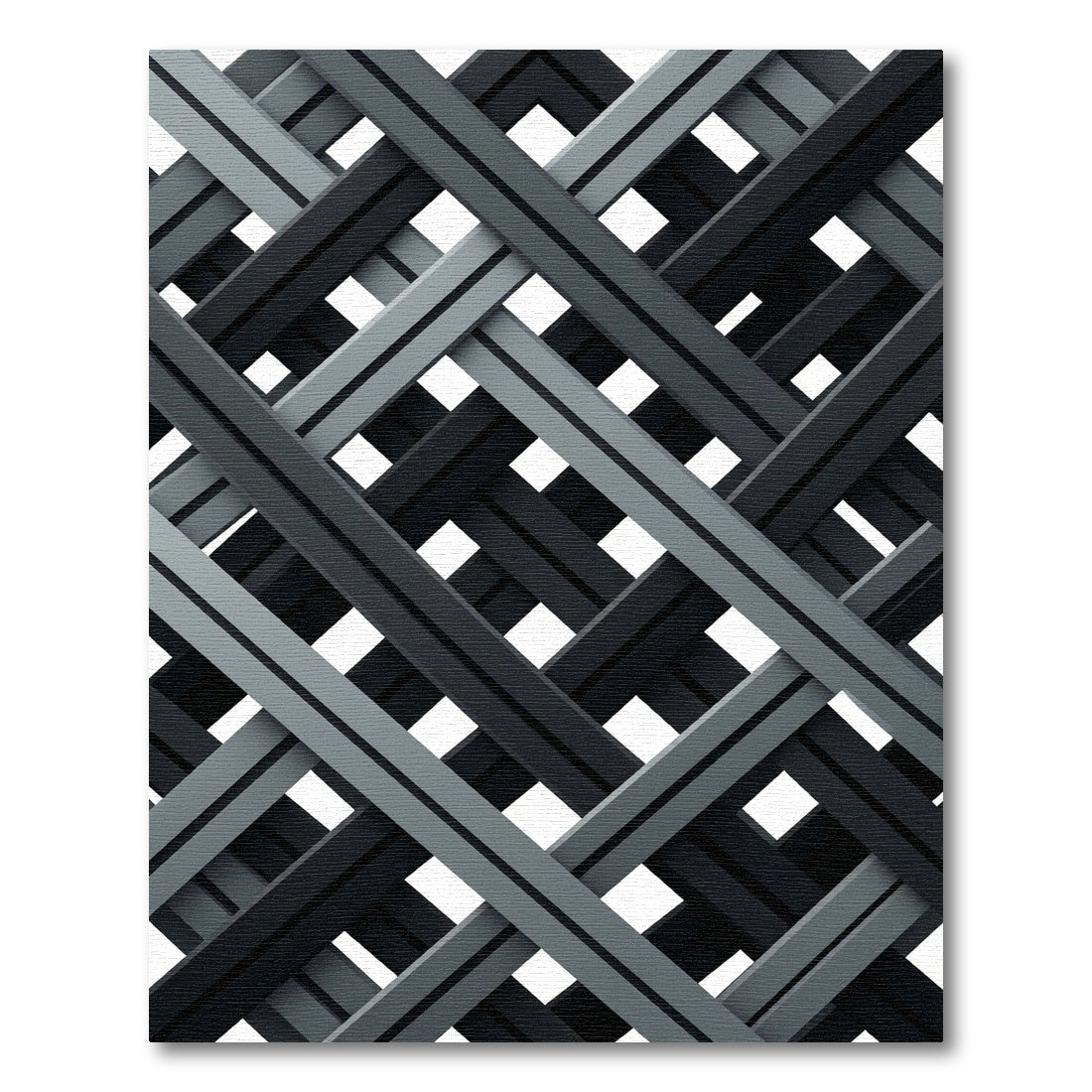 Modern Monochrome Intersecting Grid Rug