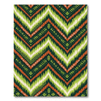 Vibrant Green and Burnt Orange Zigzag Chevron Rug