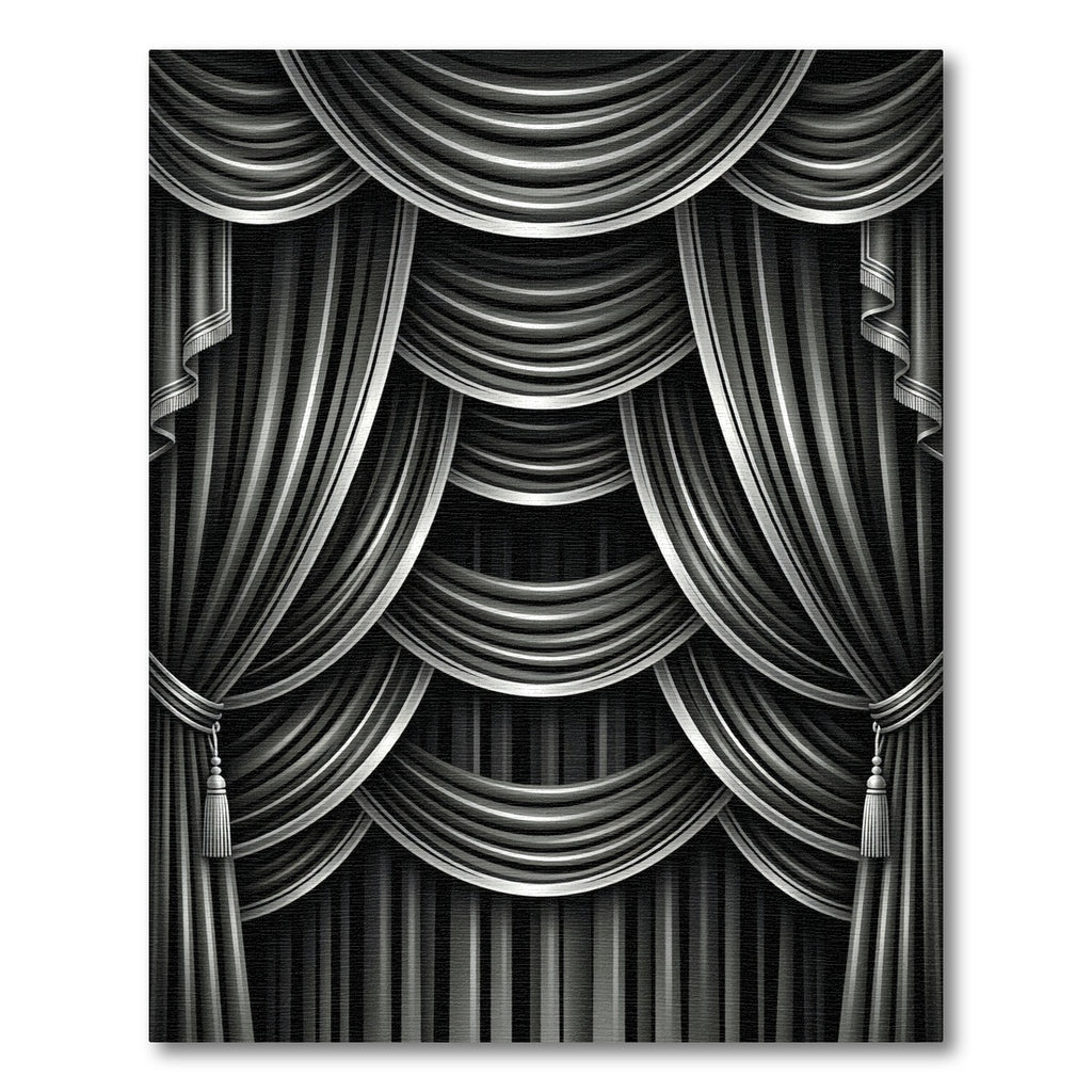 Dramatic Black Silver Drapery Rug