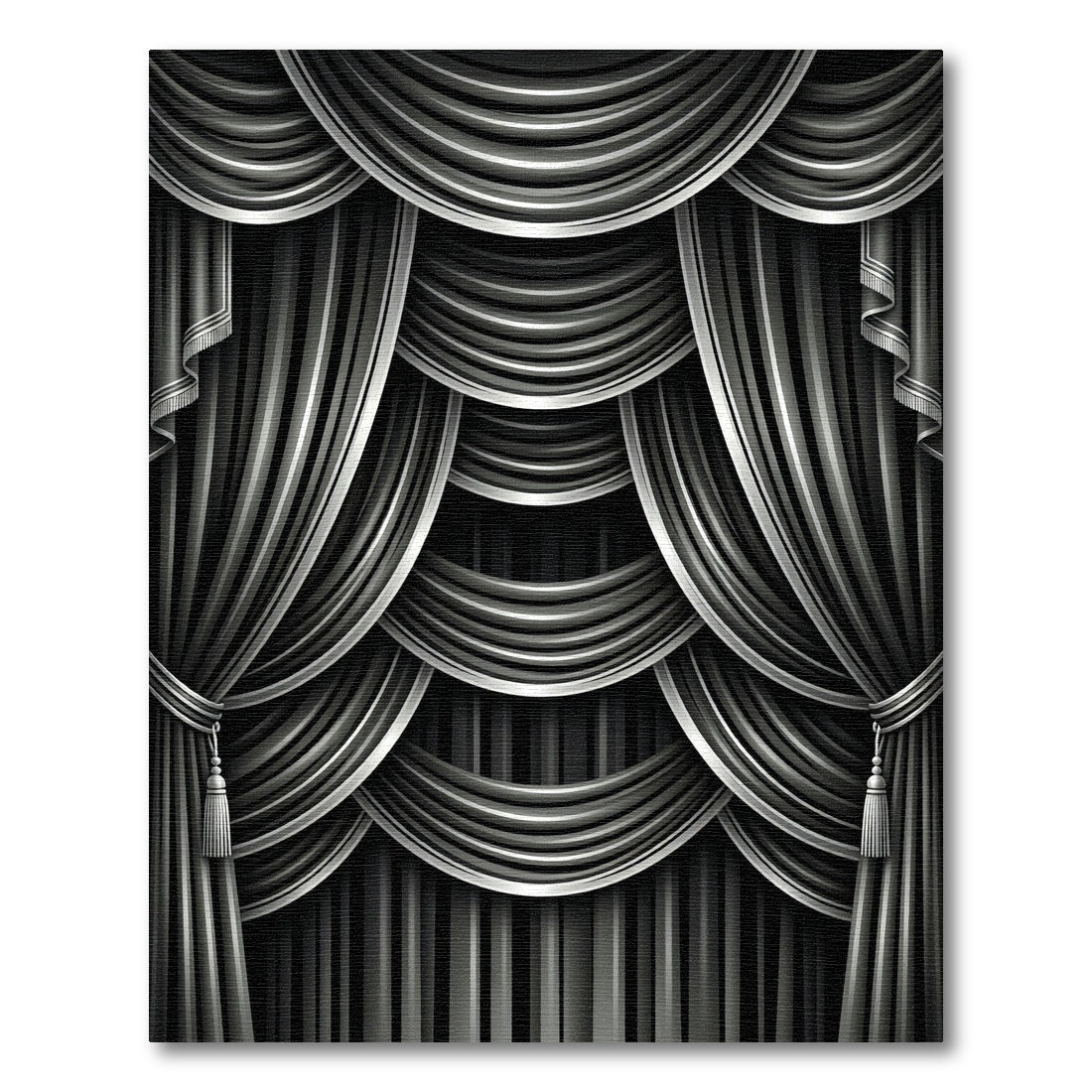 Dramatic Black Silver Drapery Rug
