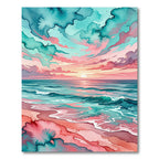 Watercolor Sunset Ocean Coastal Gradient Rug