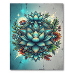 Celestial Teal Lotus Star Mandala Rug