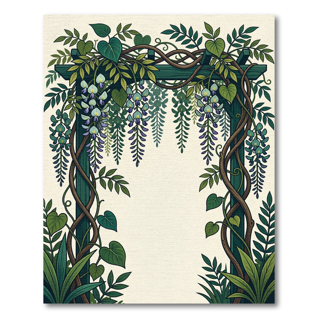 Lush Wisteria Trellis Botanical Garden Art Rug