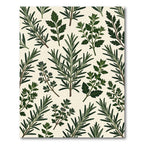 Lush Green Botanical Rosemary Herb Illustration Rug