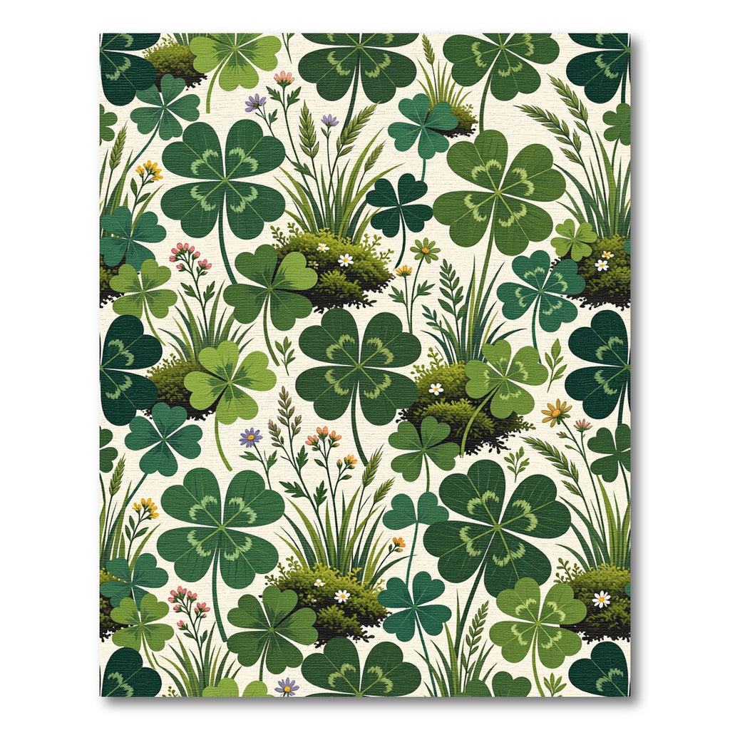 Lush Green Four Leaf Clover Botanical Rug
