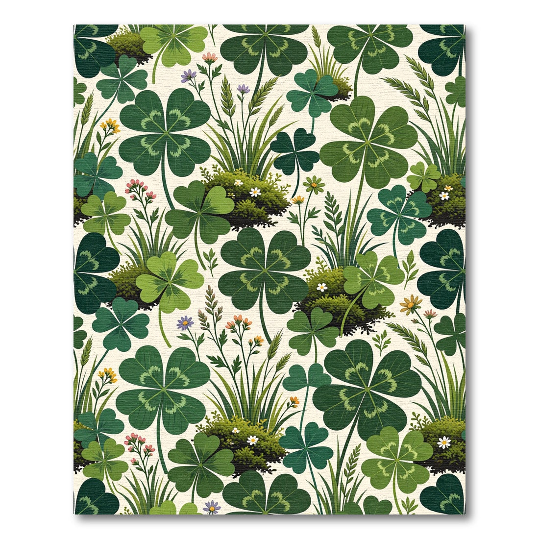 Lush Green Four Leaf Clover Botanical Rug