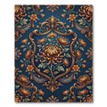 Gold Floral Medallion on Deep Blue Rug