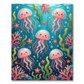 Whimsical Pink Jellyfish and Coral Abyss Rug