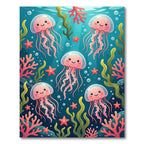 Whimsical Pink Jellyfish and Coral Abyss Rug