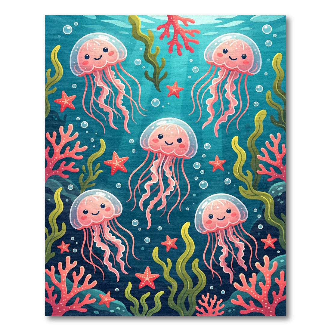 Whimsical Pink Jellyfish and Coral Abyss Rug