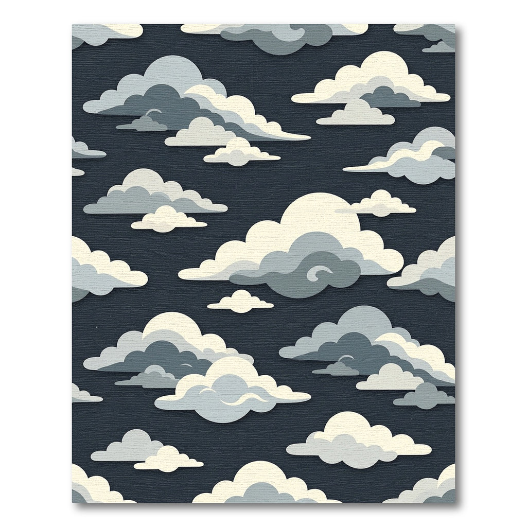 Clouds Navy Sky Celestial Whimsical Rug