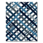Modern Navy Blue Abstract Intersecting Plaid Rug