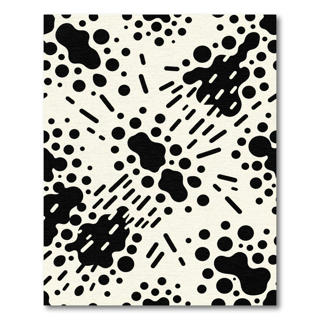 Black White Organic Splatter Circles Rug
