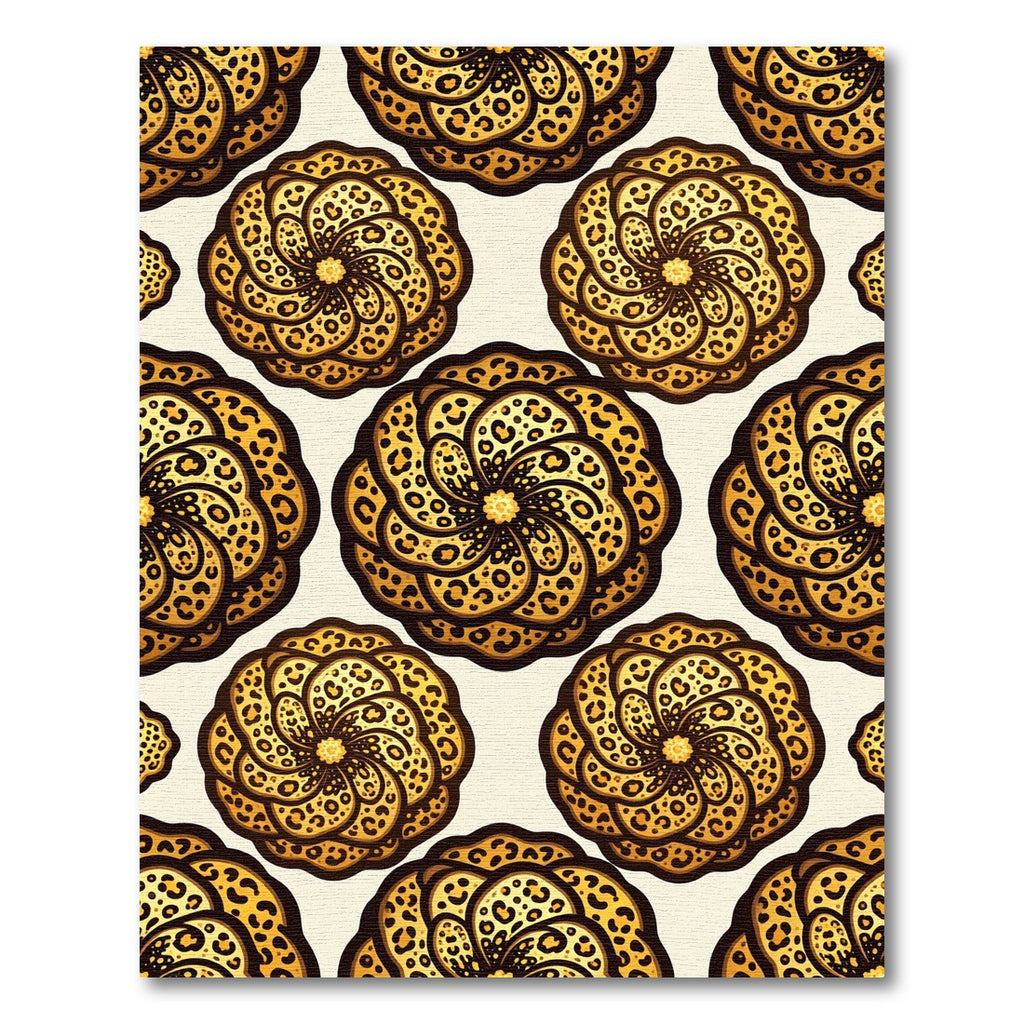 Golden Leopard Circular Swirl Medallion Rug