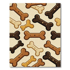 Playful Brown Dog Bone Treat Illustration Rug
