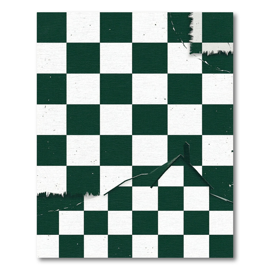 Emerald Green White Checkerboard House Rug