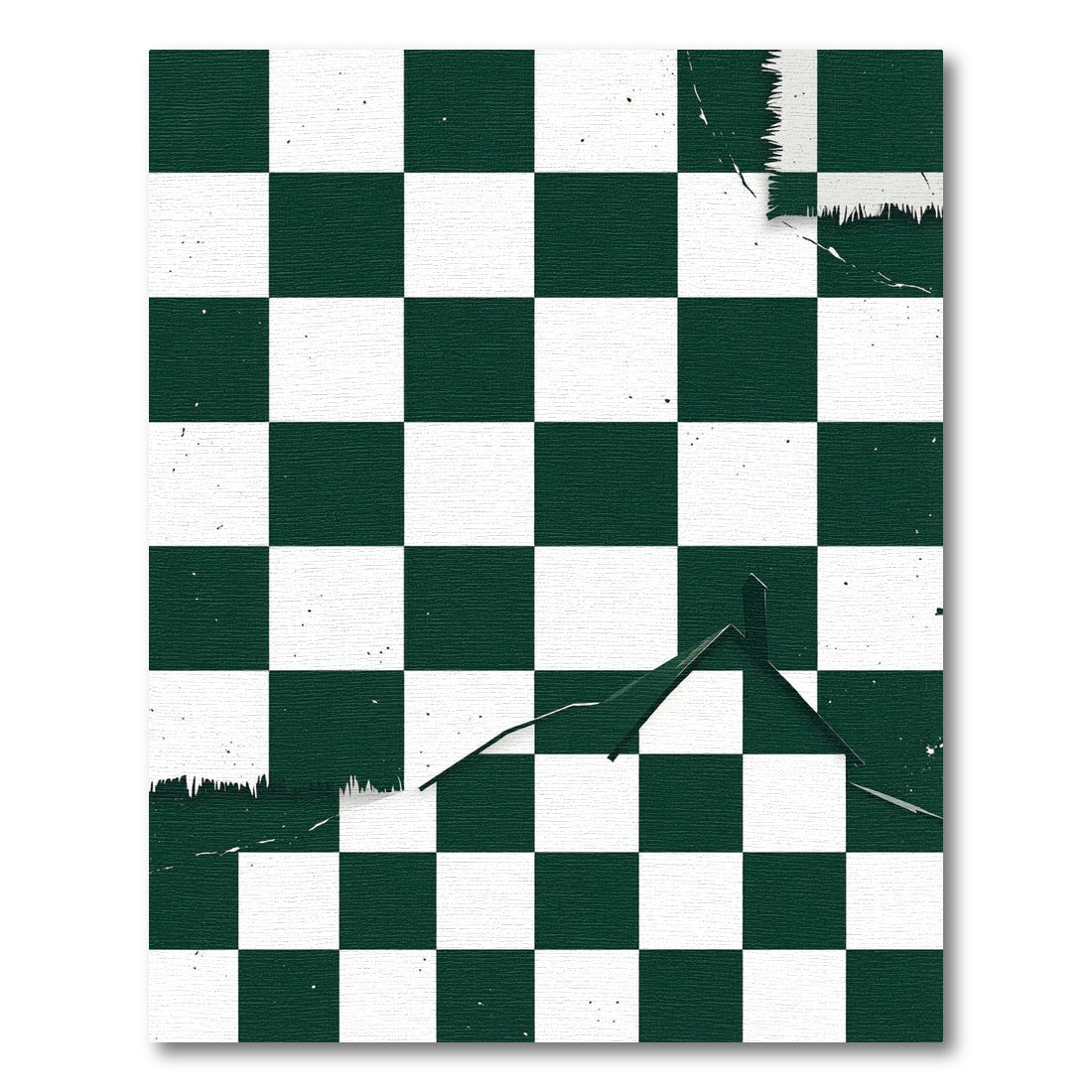 Emerald Green White Checkerboard House Rug