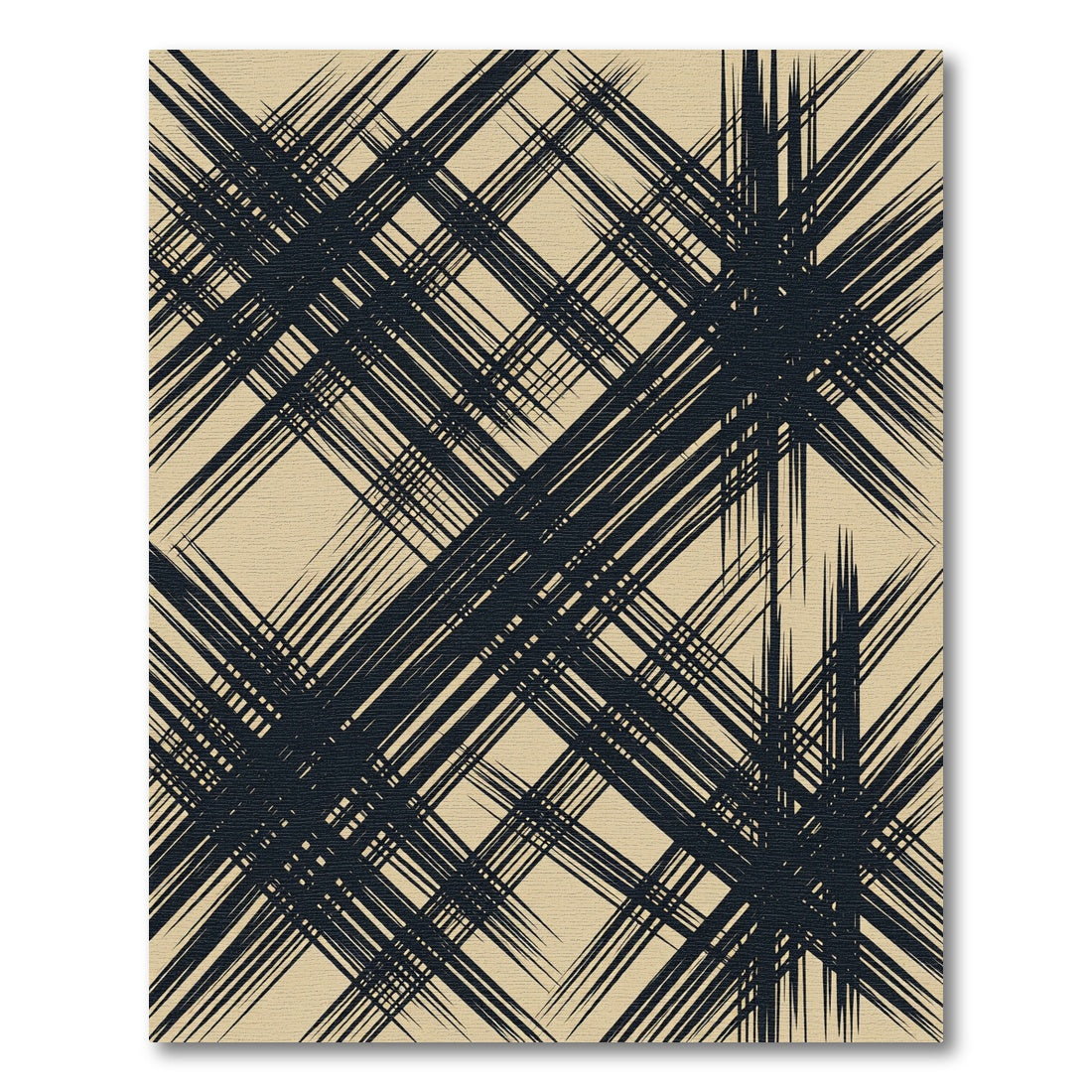 Dark Teal Grunge Plaid Lines Rug