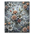 Elegant Muted Floral Bouquet Rose Lily Rug