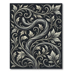 Ornate Silver Serpent Floral Accents Rug