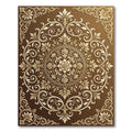 Ornate Gold Floral Medallion Chocolate Rug