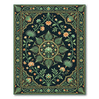 Elegant Sage Floral Lotus Medallion Rug