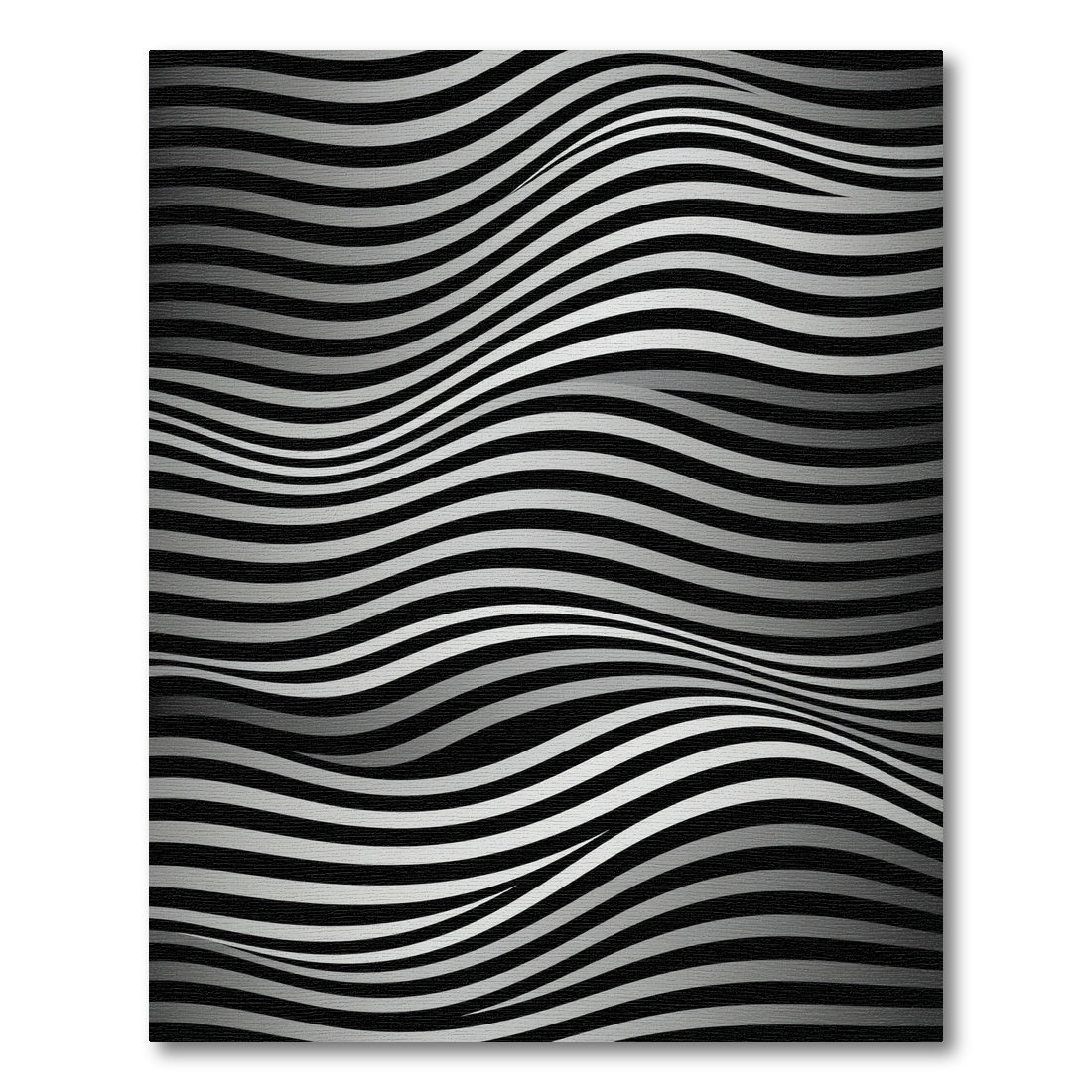 Monochromatic Wavy Black and White Lines Rug