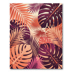 Vibrant Coral Tropical Leaf Collage Rug